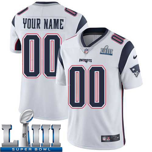 Custom Men New England Patriots White Limited Vapor Untouchable Nike 2019 Super Bowl LIII NFL Jersey->youth nfl jersey->Youth Jersey